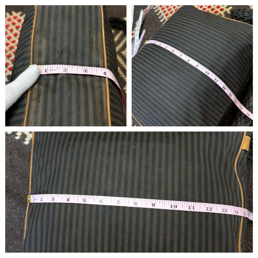 Fendi Zucca Stripe Canvas Shoulder Crossbody Logo Bag Brown Black Vintage - Picture 7 of 17